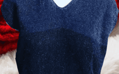 Pull col V tricoté en Angora avec torsade pour Femmes