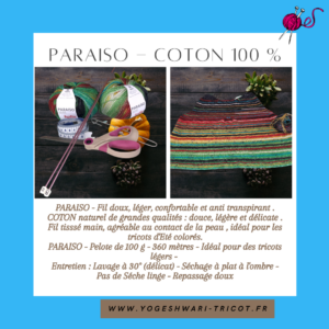 Tricot fait main - PARAISO- COTON 100 %