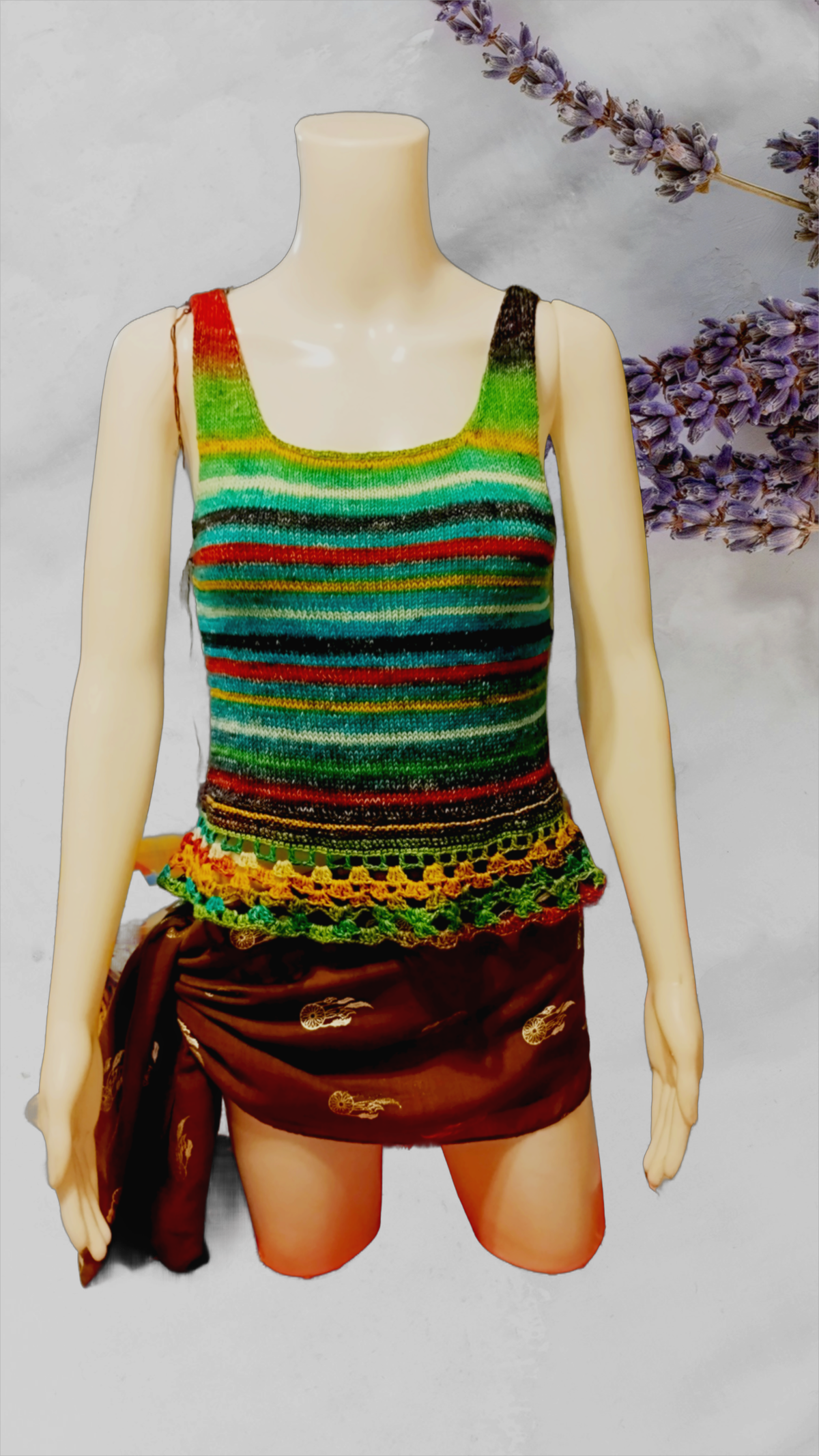 Le top tendance de l’été : PARASIO multicolore, tricoté à la main en coton 100 %